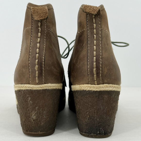 Olukai Wali Brown Suede Leather Wedge Ankle Boots Lace Up Size 8 - Picture 9 of 12